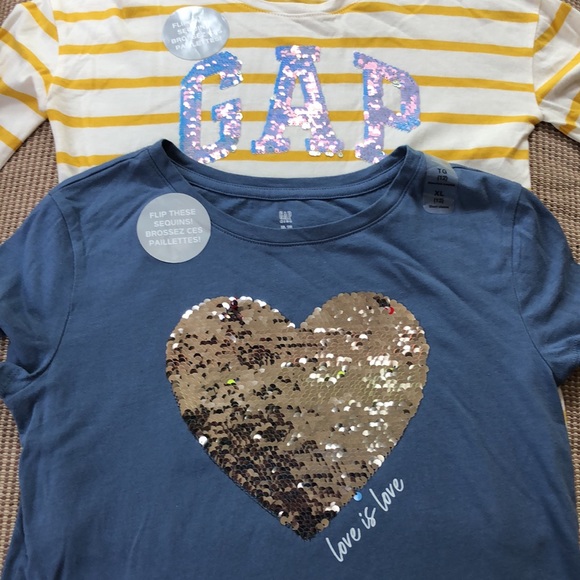 🍒3/30$.🆕 Kids 100% Cotton Flippy Sequin Graphic T-Shirts. Bundle of 2. - Picture 4 of 9